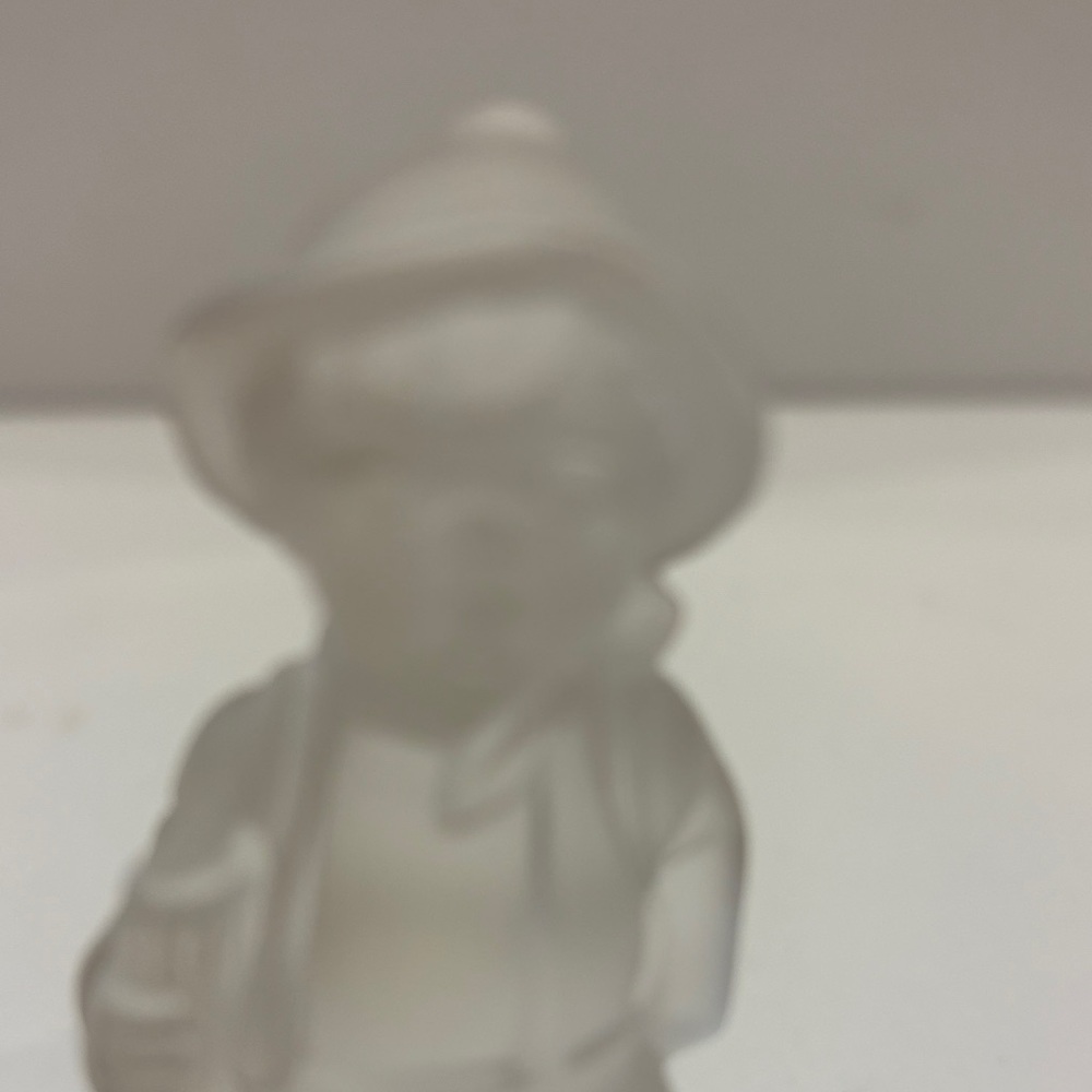 Hummel Goebe Frosted Glass Child Figurine with Hat and Round Backpack